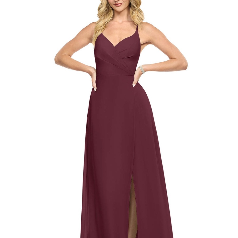 Azazie Davis Chiffon Cabernet Dress A2